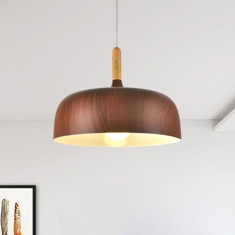 Bowl Aluminum Suspension Lamp Farmhouse 1 Head Bedroom Hanging Ceiling Light in White/Green/Red Brown Clearhalo 'Art Deco Pendants' 'Cast Iron' 'Ceiling Lights' 'Ceramic' 'Crystal' 'Industrial Pendants' 'Industrial' 'Metal' 'Middle Century Pendants' 'Pendant Lights' 'Pendants' 'Tiffany' Lighting' 790849