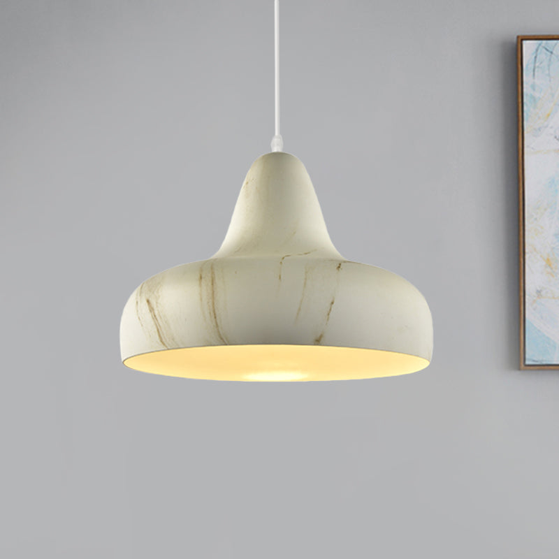 1-Light Hanging Light Fixture Warehouse Onion Aluminum Drop Pendant in White/Coffee/Wood for Dining Room White Clearhalo 'Art Deco Pendants' 'Cast Iron' 'Ceiling Lights' 'Ceramic' 'Crystal' 'Industrial Pendants' 'Industrial' 'Metal' 'Middle Century Pendants' 'Pendant Lights' 'Pendants' 'Tiffany' Lighting' 790852