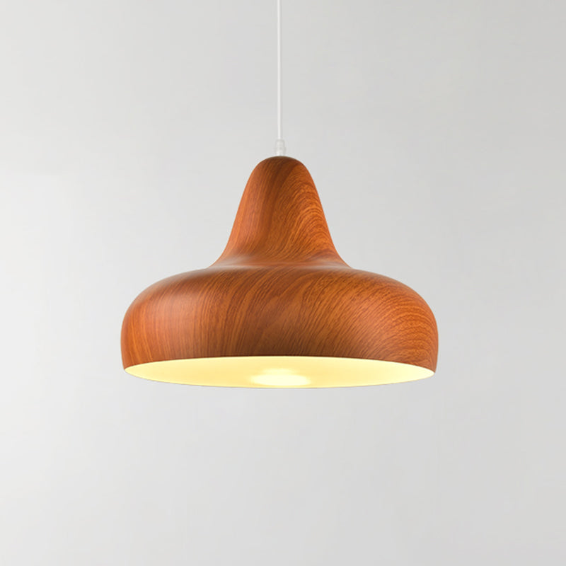 1-Light Hanging Light Fixture Warehouse Onion Aluminum Drop Pendant in White/Coffee/Wood for Dining Room Clearhalo 'Art Deco Pendants' 'Cast Iron' 'Ceiling Lights' 'Ceramic' 'Crystal' 'Industrial Pendants' 'Industrial' 'Metal' 'Middle Century Pendants' 'Pendant Lights' 'Pendants' 'Tiffany' Lighting' 790859