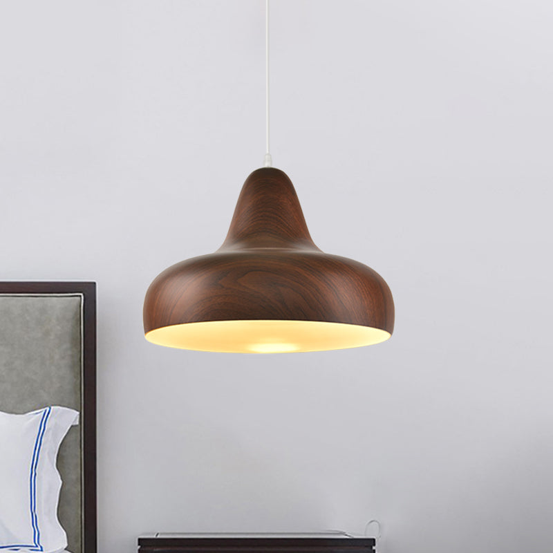 1-Light Hanging Light Fixture Warehouse Onion Aluminum Drop Pendant in White/Coffee/Wood for Dining Room Clearhalo 'Art Deco Pendants' 'Cast Iron' 'Ceiling Lights' 'Ceramic' 'Crystal' 'Industrial Pendants' 'Industrial' 'Metal' 'Middle Century Pendants' 'Pendant Lights' 'Pendants' 'Tiffany' Lighting' 790865