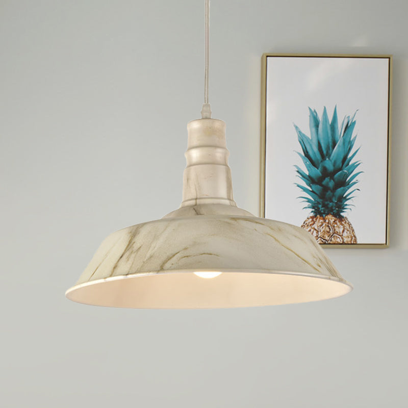 1 Head Hanging Lamp Kit Vintage Barn Shade Aluminum Ceiling Pendant in White/Green/Red Brown for Dining Room White Clearhalo 'Art Deco Pendants' 'Cast Iron' 'Ceiling Lights' 'Ceramic' 'Crystal' 'Industrial Pendants' 'Industrial' 'Metal' 'Middle Century Pendants' 'Pendant Lights' 'Pendants' 'Tiffany' Lighting' 790868