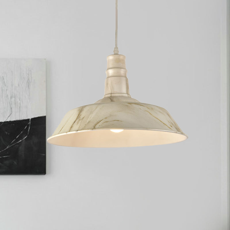 1 Head Hanging Lamp Kit Vintage Barn Shade Aluminum Ceiling Pendant in White/Green/Red Brown for Dining Room Clearhalo 'Art Deco Pendants' 'Cast Iron' 'Ceiling Lights' 'Ceramic' 'Crystal' 'Industrial Pendants' 'Industrial' 'Metal' 'Middle Century Pendants' 'Pendant Lights' 'Pendants' 'Tiffany' Lighting' 790869