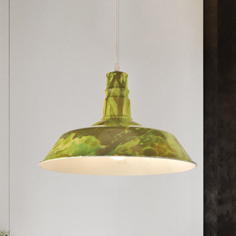 1 Head Hanging Lamp Kit Vintage Barn Shade Aluminum Ceiling Pendant in White/Green/Red Brown for Dining Room Clearhalo 'Art Deco Pendants' 'Cast Iron' 'Ceiling Lights' 'Ceramic' 'Crystal' 'Industrial Pendants' 'Industrial' 'Metal' 'Middle Century Pendants' 'Pendant Lights' 'Pendants' 'Tiffany' Lighting' 790873