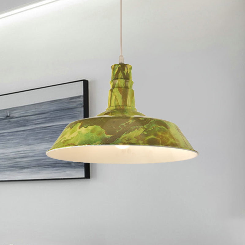 1 Head Hanging Lamp Kit Vintage Barn Shade Aluminum Ceiling Pendant in White/Green/Red Brown for Dining Room Clearhalo 'Art Deco Pendants' 'Cast Iron' 'Ceiling Lights' 'Ceramic' 'Crystal' 'Industrial Pendants' 'Industrial' 'Metal' 'Middle Century Pendants' 'Pendant Lights' 'Pendants' 'Tiffany' Lighting' 790874