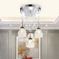 3/4-Head Semi Flush Light Fixture Modern Dining Room Ceiling Mount Lamp with Lotus Crystal Shade in Chrome 4 Chrome Clearhalo 'Ceiling Lights' 'Close To Ceiling Lights' 'Close to ceiling' 'Semi-flushmount' Lighting' 790904