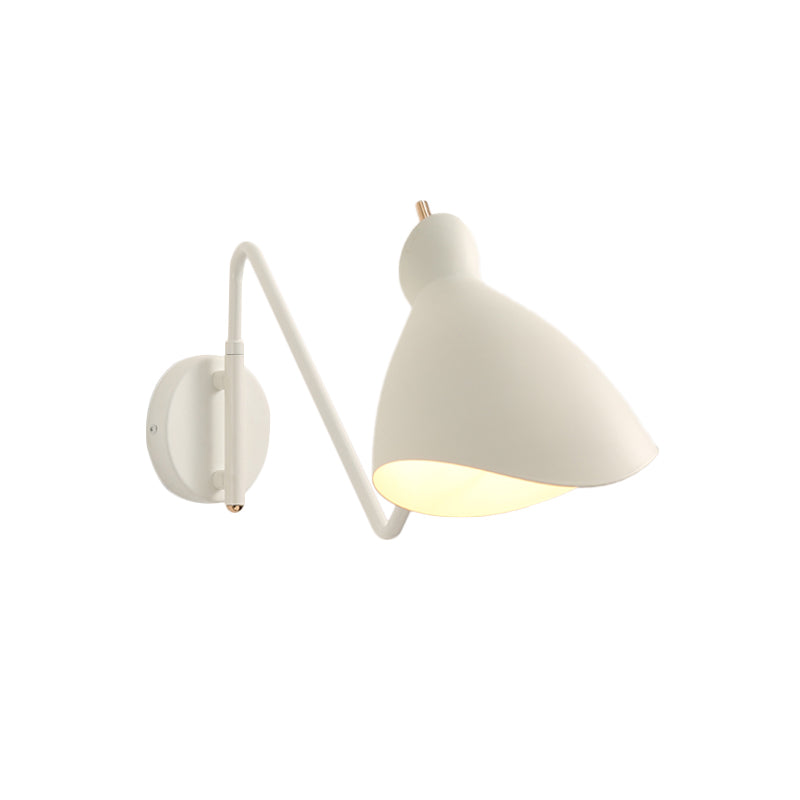 Metal Black/White Wall Light Fixture Waveform 1 Light Warehouse Wall Sconce with Angled Arm for Bedroom Clearhalo 'Art deco wall lights' 'Cast Iron' 'Glass' 'Industrial wall lights' 'Industrial' 'Middle century wall lights' 'Modern' 'Rustic wall lights' 'Tiffany' 'Traditional wall lights' 'Wall Lamps & Sconces' 'Wall Lights' Lighting' 790951