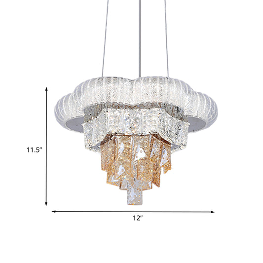Tiered Flower LED Pendant Chandelier Modernist Chrome Prismatic Crystal Hanging Light Clearhalo 'Ceiling Lights' 'Chandeliers' Lighting' options 791091