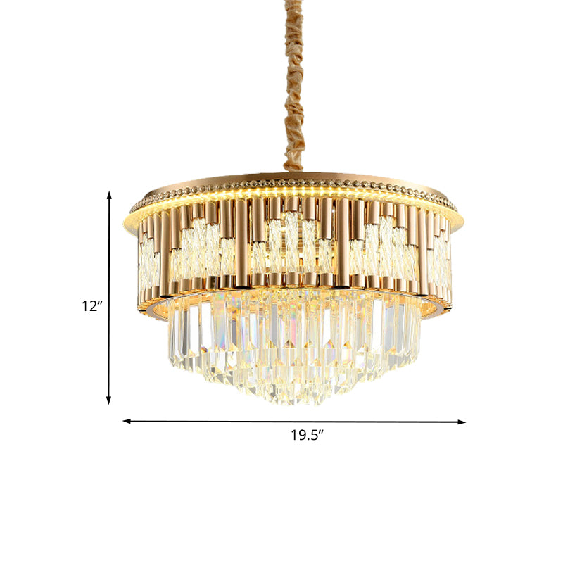 LED Hanging Chandelier Modern Style Layered Crystal Rod Pendant Lighting in Gold for Bedroom Clearhalo 'Ceiling Lights' 'Chandeliers' Lighting' options 791137
