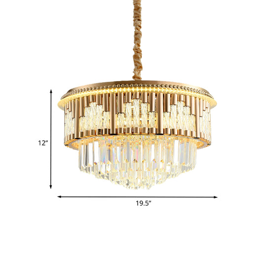 LED Hanging Chandelier Modern Style Layered Crystal Rod Pendant Lighting in Gold for Bedroom Clearhalo 'Ceiling Lights' 'Chandeliers' Lighting' options 791137