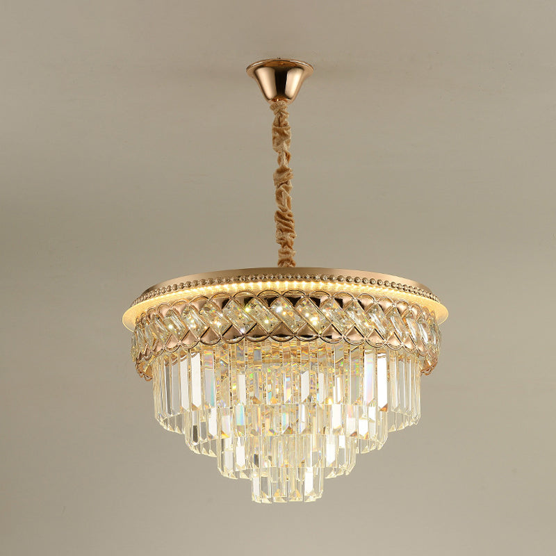 Modern Tiers Chandelier Crystal Prism LED Hanging Pendant Light with Rose Gold Trim Clearhalo 'Ceiling Lights' 'Chandeliers' Lighting' options 791140