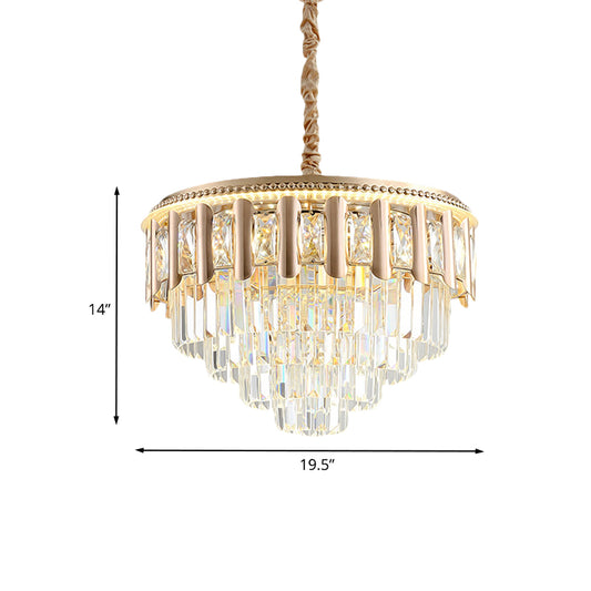 Crystal 5-Tier Round Chandelier Modernism Dining Room LED Ceiling Pendant Light in Gold Clearhalo 'Ceiling Lights' 'Chandeliers' Lighting' options 791145