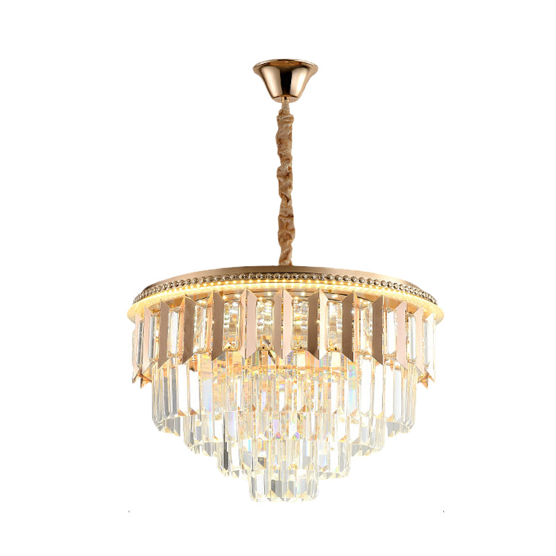 Crystal 5-Tier Round Chandelier Modernism Dining Room LED Ceiling Pendant Light in Gold Clearhalo 'Ceiling Lights' 'Chandeliers' Lighting' options 791148