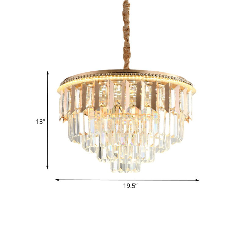 Crystal 5-Tier Round Chandelier Modernism Dining Room LED Ceiling Pendant Light in Gold Clearhalo 'Ceiling Lights' 'Chandeliers' Lighting' options 791150