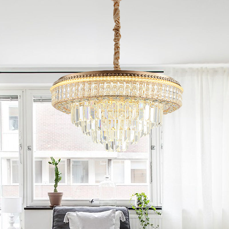 Gold Finish LED Pendant Lamp Traditional Crystal Icicle/Orbs Circular Hanging Chandelier Clearhalo 'Ceiling Lights' 'Chandeliers' Lighting' options 791151