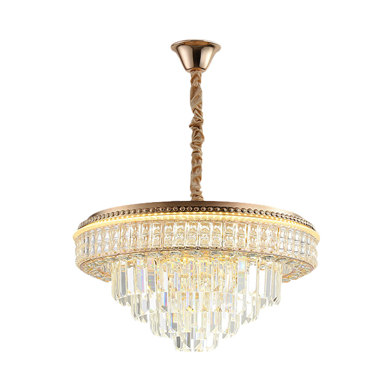 Gold Finish LED Pendant Lamp Traditional Crystal Icicle/Orbs Circular Hanging Chandelier Clearhalo 'Ceiling Lights' 'Chandeliers' Lighting' options 791152