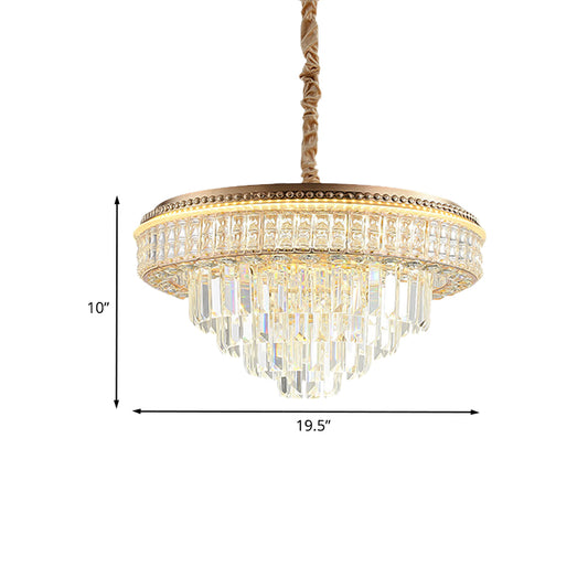 Gold Finish LED Pendant Lamp Traditional Crystal Icicle/Orbs Circular Hanging Chandelier Clearhalo 'Ceiling Lights' 'Chandeliers' Lighting' options 791154