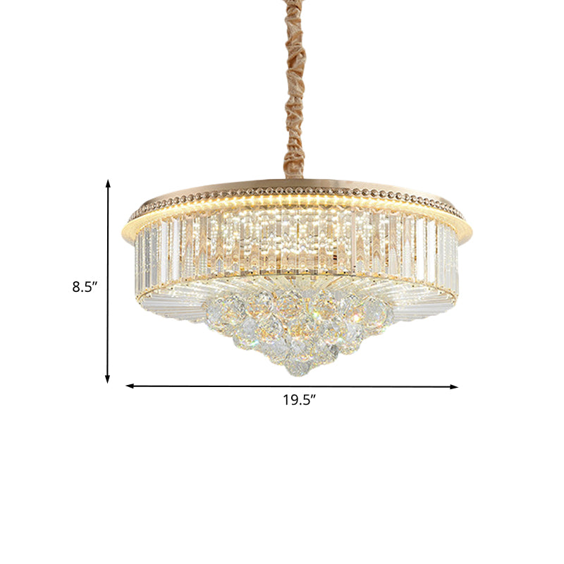 Gold Finish LED Pendant Lamp Traditional Crystal Icicle/Orbs Circular Hanging Chandelier Clearhalo 'Ceiling Lights' 'Chandeliers' Lighting' options 791159