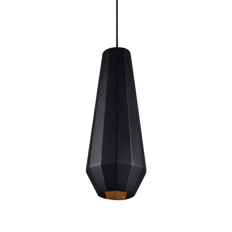 Single Hanging Light Fixture Warehouse Faceted Barn/Diamond/Tapered Iron Pendant Lamp in Black Clearhalo 'Art Deco Pendants' 'Black' 'Cast Iron' 'Ceiling Lights' 'Ceramic' 'Crystal' 'Industrial Pendants' 'Industrial' 'Metal' 'Middle Century Pendants' 'Pendant Lights' 'Pendants' 'Rustic Pendants' 'Tiffany' Lighting' 791274