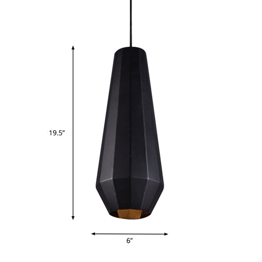 Single Hanging Light Fixture Warehouse Faceted Barn/Diamond/Tapered Iron Pendant Lamp in Black Clearhalo 'Art Deco Pendants' 'Black' 'Cast Iron' 'Ceiling Lights' 'Ceramic' 'Crystal' 'Industrial Pendants' 'Industrial' 'Metal' 'Middle Century Pendants' 'Pendant Lights' 'Pendants' 'Rustic Pendants' 'Tiffany' Lighting' 791275