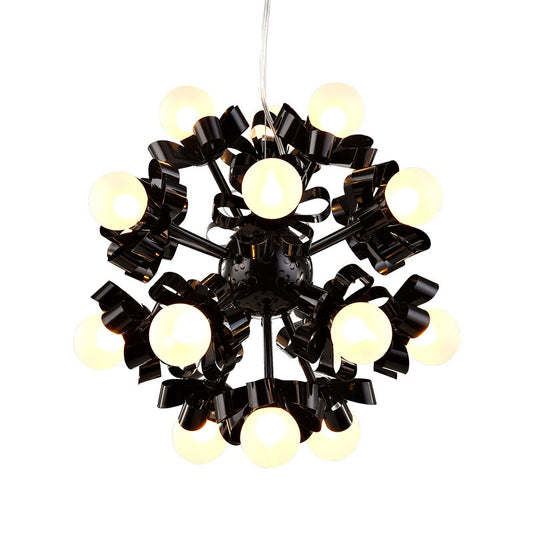 Black Starburst Chandelier Loft Style Metal 18 Heads Bedroom Ceiling Pendant with Ball Frosted Glass Shade Clearhalo 'Cast Iron' 'Ceiling Lights' 'Chandeliers' 'Industrial Chandeliers' 'Industrial' 'Metal' 'Middle Century Chandeliers' 'Rustic Chandeliers' 'Tiffany' Lighting' 791312