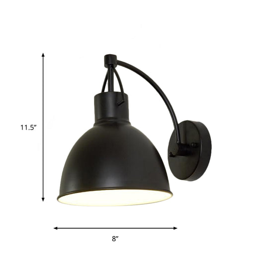 Bowl Shape Outdoor Wall Hanging Light Loft Iron 1-Light Black Sconce Light Fixture Clearhalo 'Art deco wall lights' 'Cast Iron' 'Glass' 'Industrial wall lights' 'Industrial' 'Middle century wall lights' 'Modern' 'Rustic wall lights' 'Tiffany' 'Traditional wall lights' 'Wall Lamps & Sconces' 'Wall Lights' Lighting' 791396