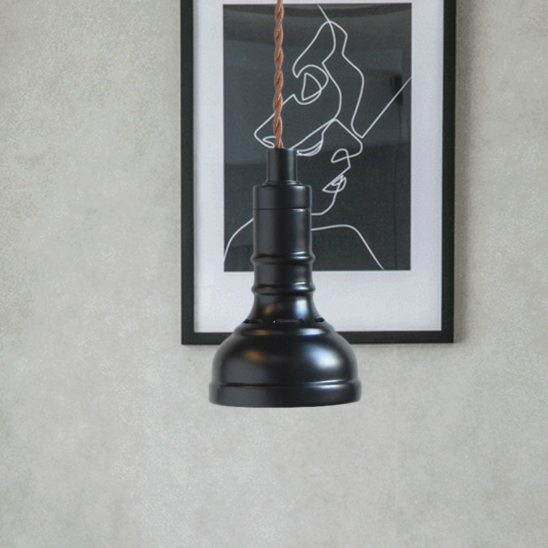 Iron Black Suspension Pendant Light Torchlight 1 Bulb Industrial Hanging Lamp Kit Clearhalo 'Art Deco Pendants' 'Black' 'Cast Iron' 'Ceiling Lights' 'Ceramic' 'Crystal' 'Industrial Pendants' 'Industrial' 'Metal' 'Middle Century Pendants' 'Pendant Lights' 'Pendants' 'Rustic Pendants' 'Tiffany' Lighting' 791411