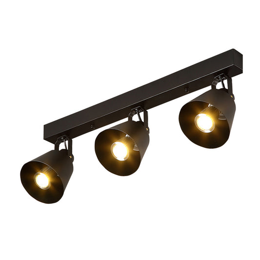 Bell Wine Club Flush Mount Spotlight Warehouse Metal 1/3-Head Black Semi Flush Ceiling Light with Rotatable Design Clearhalo 'Ceiling Lights' 'Close To Ceiling Lights' 'Close to ceiling' 'Semi-flushmount' Lighting' 791452