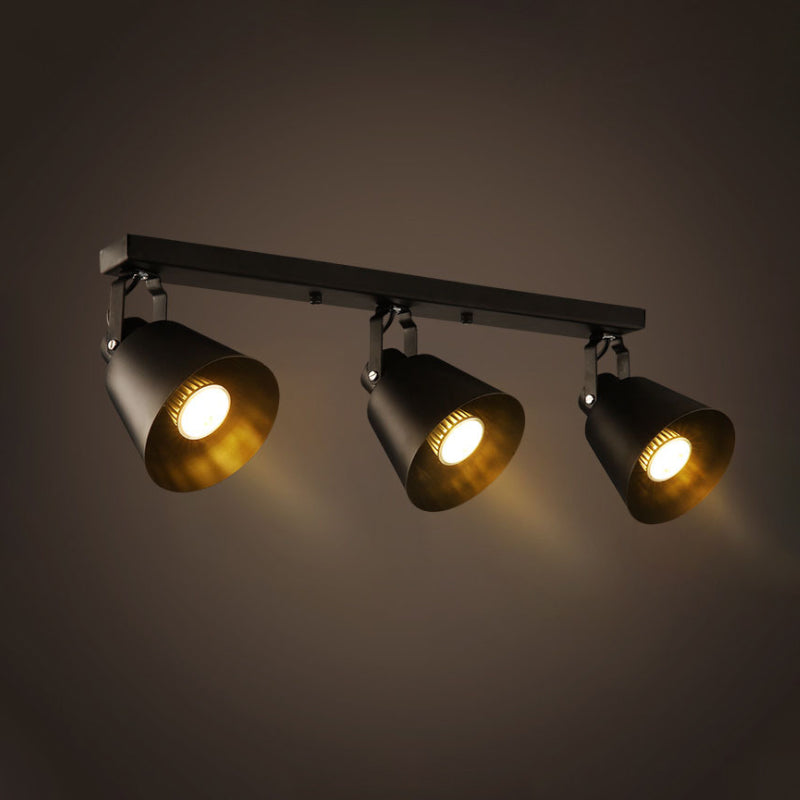 Bell Wine Club Flush Mount Spotlight Warehouse Metal 1/3-Head Black Semi Flush Ceiling Light with Rotatable Design Clearhalo 'Ceiling Lights' 'Close To Ceiling Lights' 'Close to ceiling' 'Semi-flushmount' Lighting' 791453