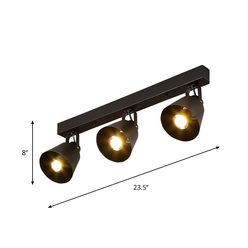 Bell Wine Club Flush Mount Spotlight Warehouse Metal 1/3-Head Black Semi Flush Ceiling Light with Rotatable Design Clearhalo 'Ceiling Lights' 'Close To Ceiling Lights' 'Close to ceiling' 'Semi-flushmount' Lighting' 791454