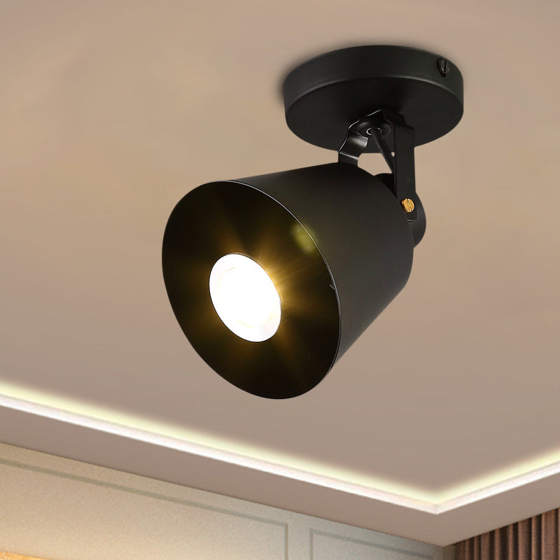 Bell Wine Club Flush Mount Spotlight Warehouse Metal 1/3-Head Black Semi Flush Ceiling Light with Rotatable Design Clearhalo 'Ceiling Lights' 'Close To Ceiling Lights' 'Close to ceiling' 'Semi-flushmount' Lighting' 791457