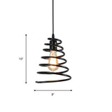 Warehouse Coiled Cone Pendulum Light 1 Bulb Iron Commercial Lighting Pendant in Black Clearhalo 'Art Deco Pendants' 'Black' 'Cast Iron' 'Ceiling Lights' 'Ceramic' 'Crystal' 'Industrial Pendants' 'Industrial' 'Metal' 'Middle Century Pendants' 'Pendant Lights' 'Pendants' 'Rustic Pendants' 'Tiffany' Lighting' 791585