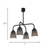Black Bell Pierced Hanging Island Light Factory Iron 4 Heads Kitchen Dinette Pendant Light Fixture Clearhalo 'Ceiling Lights' 'Island Lights' Lighting' 791644