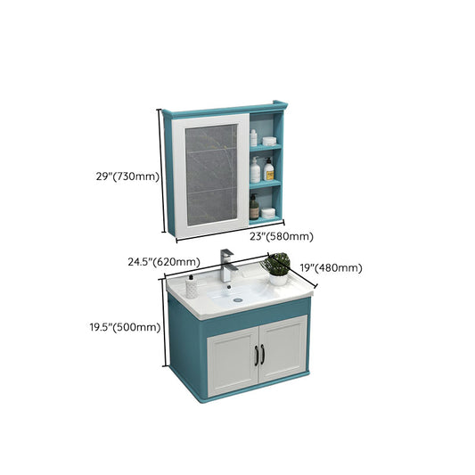 Wall Mount Mirror Included Sink Vanity with Faucet for Bathroom Clearhalo 'Bathroom Remodel & Bathroom Fixtures' 'Bathroom Vanities' 'bathroom_vanities' 'Home Improvement' 'home_improvement' 'home_improvement_bathroom_vanities' 7916645