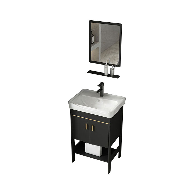 Freestanding Metal Mirror Included Sink Vanity with Sink for Bathroom Vanity & Faucet & Mirrors 2 Clearhalo 'Bathroom Remodel & Bathroom Fixtures' 'Bathroom Vanities' 'bathroom_vanities' 'Home Improvement' 'home_improvement' 'home_improvement_bathroom_vanities' 7916651
