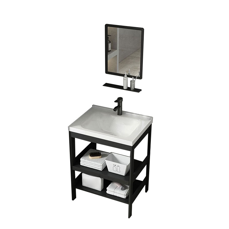 Freestanding Metal Mirror Included Sink Vanity with Sink for Bathroom Vanity & Faucet & Mirrors 24"L x 15.7"W x 31.9"H Door Not Included Clearhalo 'Bathroom Remodel & Bathroom Fixtures' 'Bathroom Vanities' 'bathroom_vanities' 'Home Improvement' 'home_improvement' 'home_improvement_bathroom_vanities' 7916659