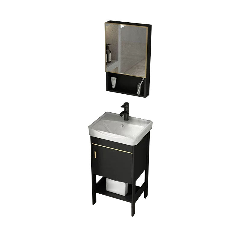 Freestanding Metal Mirror Included Sink Vanity with Sink for Bathroom Vanity & Faucet & Mirror Cabinet 16.9"L x 13.8"W x 31.9"H 1 Clearhalo 'Bathroom Remodel & Bathroom Fixtures' 'Bathroom Vanities' 'bathroom_vanities' 'Home Improvement' 'home_improvement' 'home_improvement_bathroom_vanities' 7916660