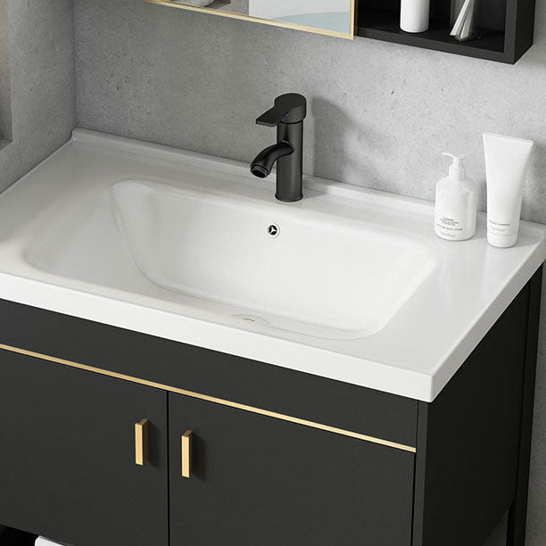 Freestanding Metal Mirror Included Sink Vanity with Sink for Bathroom Clearhalo 'Bathroom Remodel & Bathroom Fixtures' 'Bathroom Vanities' 'bathroom_vanities' 'Home Improvement' 'home_improvement' 'home_improvement_bathroom_vanities' 7916661