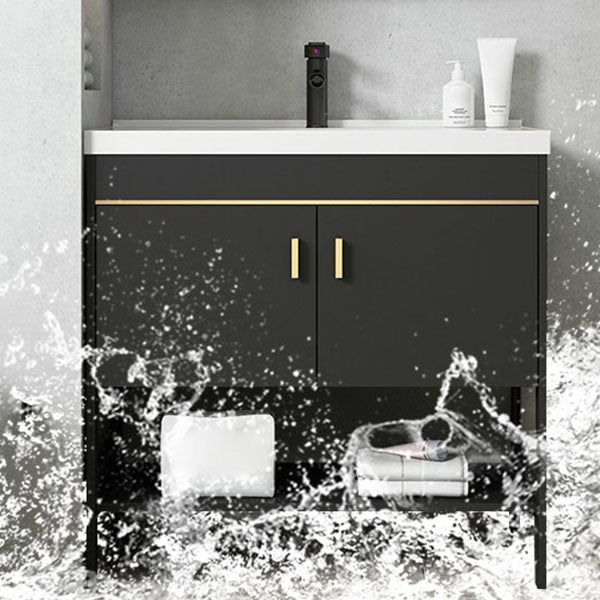 Freestanding Metal Mirror Included Sink Vanity with Sink for Bathroom Clearhalo 'Bathroom Remodel & Bathroom Fixtures' 'Bathroom Vanities' 'bathroom_vanities' 'Home Improvement' 'home_improvement' 'home_improvement_bathroom_vanities' 7916663