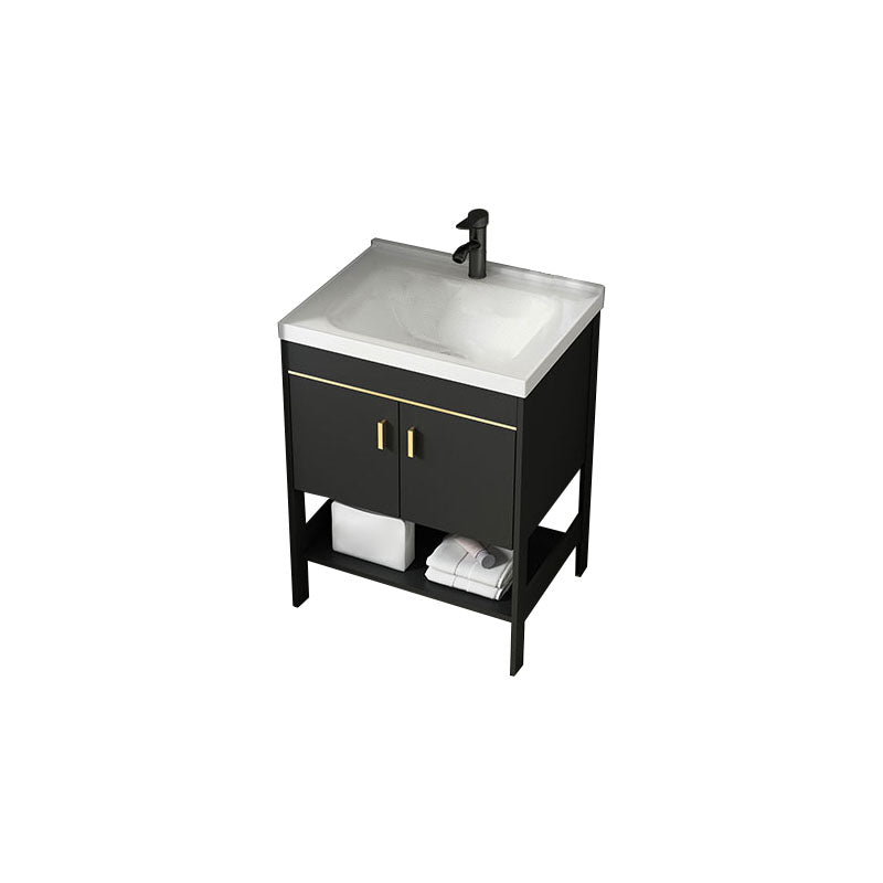 Freestanding Metal Mirror Included Sink Vanity with Sink for Bathroom Vanity & Faucet 24"L x 15.7"W x 31.9"H 2 Clearhalo 'Bathroom Remodel & Bathroom Fixtures' 'Bathroom Vanities' 'bathroom_vanities' 'Home Improvement' 'home_improvement' 'home_improvement_bathroom_vanities' 7916671
