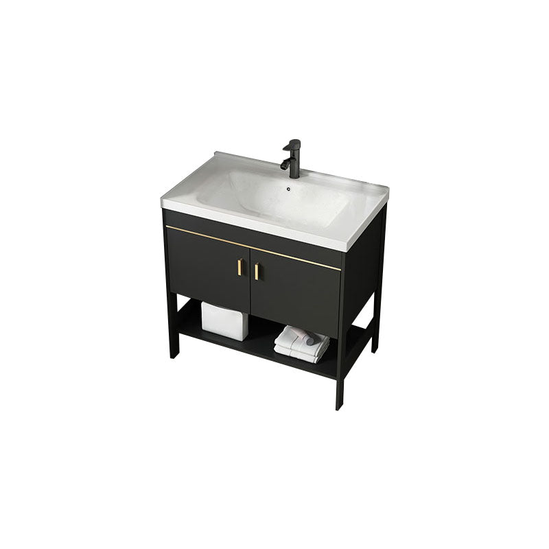 Freestanding Metal Mirror Included Sink Vanity with Sink for Bathroom Vanity & Faucet 2 Clearhalo 'Bathroom Remodel & Bathroom Fixtures' 'Bathroom Vanities' 'bathroom_vanities' 'Home Improvement' 'home_improvement' 'home_improvement_bathroom_vanities' 7916672