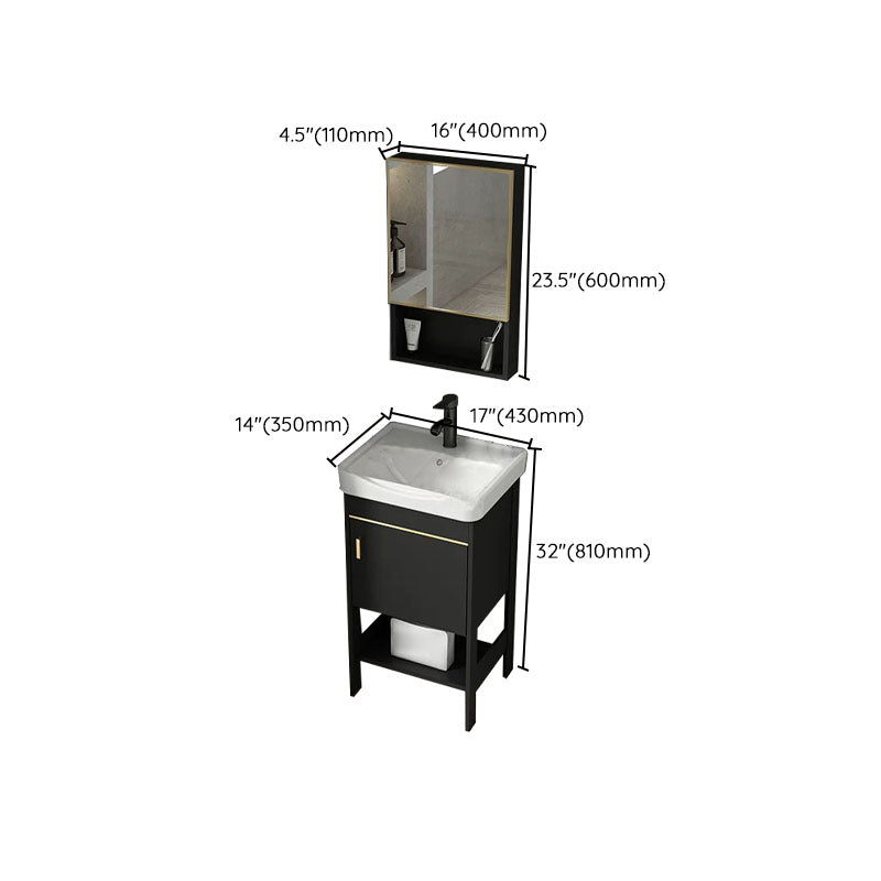 Freestanding Metal Mirror Included Sink Vanity with Sink for Bathroom Clearhalo 'Bathroom Remodel & Bathroom Fixtures' 'Bathroom Vanities' 'bathroom_vanities' 'Home Improvement' 'home_improvement' 'home_improvement_bathroom_vanities' 7916677