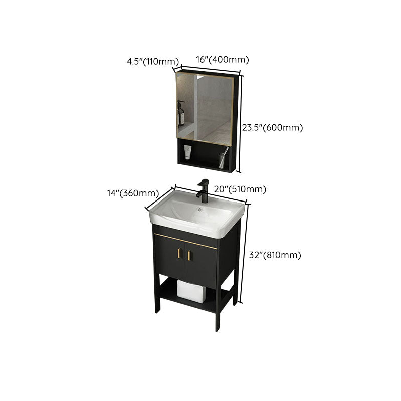 Freestanding Metal Mirror Included Sink Vanity with Sink for Bathroom Clearhalo 'Bathroom Remodel & Bathroom Fixtures' 'Bathroom Vanities' 'bathroom_vanities' 'Home Improvement' 'home_improvement' 'home_improvement_bathroom_vanities' 7916678