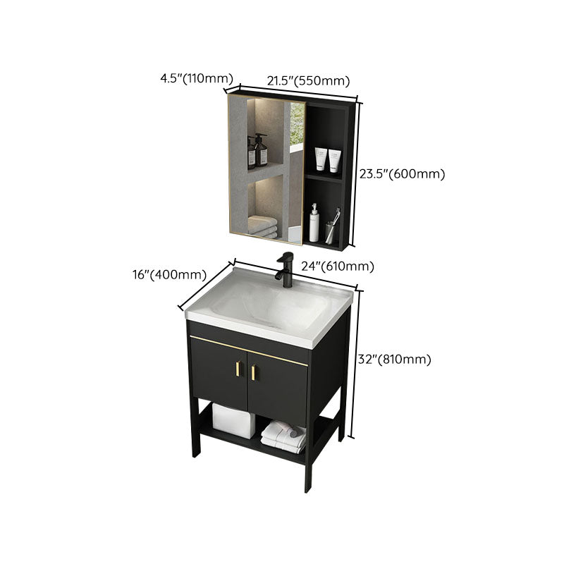 Freestanding Metal Mirror Included Sink Vanity with Sink for Bathroom Clearhalo 'Bathroom Remodel & Bathroom Fixtures' 'Bathroom Vanities' 'bathroom_vanities' 'Home Improvement' 'home_improvement' 'home_improvement_bathroom_vanities' 7916679