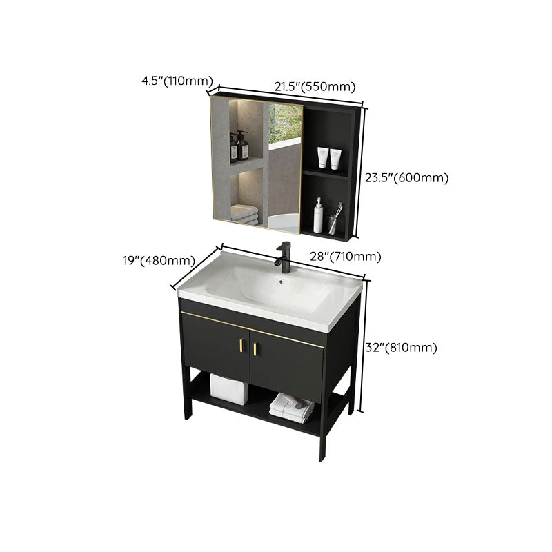 Freestanding Metal Mirror Included Sink Vanity with Sink for Bathroom Clearhalo 'Bathroom Remodel & Bathroom Fixtures' 'Bathroom Vanities' 'bathroom_vanities' 'Home Improvement' 'home_improvement' 'home_improvement_bathroom_vanities' 7916680