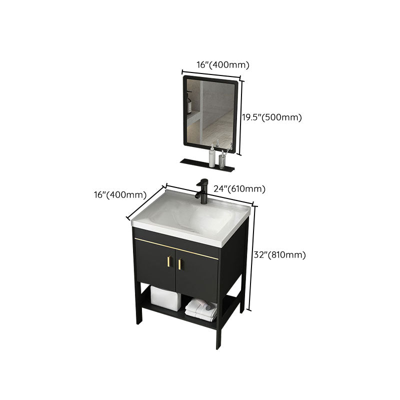 Freestanding Metal Mirror Included Sink Vanity with Sink for Bathroom Clearhalo 'Bathroom Remodel & Bathroom Fixtures' 'Bathroom Vanities' 'bathroom_vanities' 'Home Improvement' 'home_improvement' 'home_improvement_bathroom_vanities' 7916684