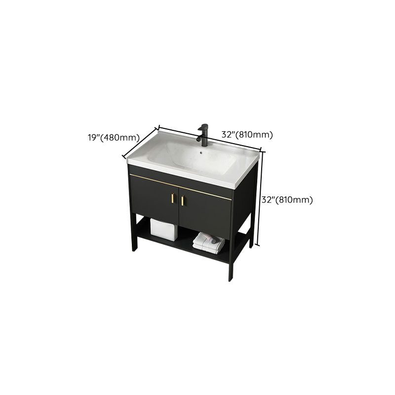 Freestanding Metal Mirror Included Sink Vanity with Sink for Bathroom Clearhalo 'Bathroom Remodel & Bathroom Fixtures' 'Bathroom Vanities' 'bathroom_vanities' 'Home Improvement' 'home_improvement' 'home_improvement_bathroom_vanities' 7916694
