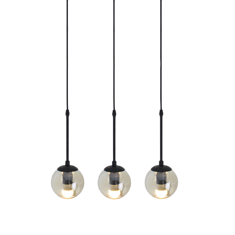 Clear Glass Black Cluster Pendant Light Globe 3/5/10 Heads Industrial Hanging Lamp Kit with Linear/Round Canopy Clearhalo 'Ceiling Lights' 'Chandeliers' 'Glass shade' 'Glass' 'Industrial Pendants' 'Industrial' 'Middle Century Pendants' 'Pendant Lights' 'Pendants' 'Tiffany' Lighting' 791757