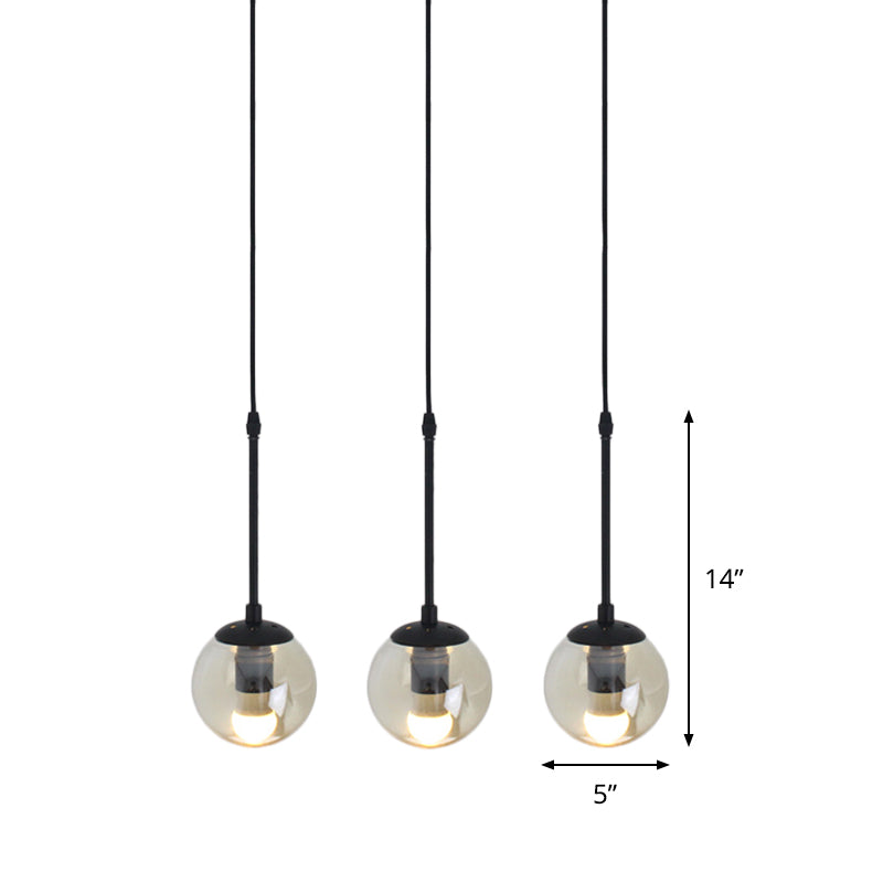 Clear Glass Black Cluster Pendant Light Globe 3/5/10 Heads Industrial Hanging Lamp Kit with Linear/Round Canopy Clearhalo 'Ceiling Lights' 'Chandeliers' 'Glass shade' 'Glass' 'Industrial Pendants' 'Industrial' 'Middle Century Pendants' 'Pendant Lights' 'Pendants' 'Tiffany' Lighting' 791758