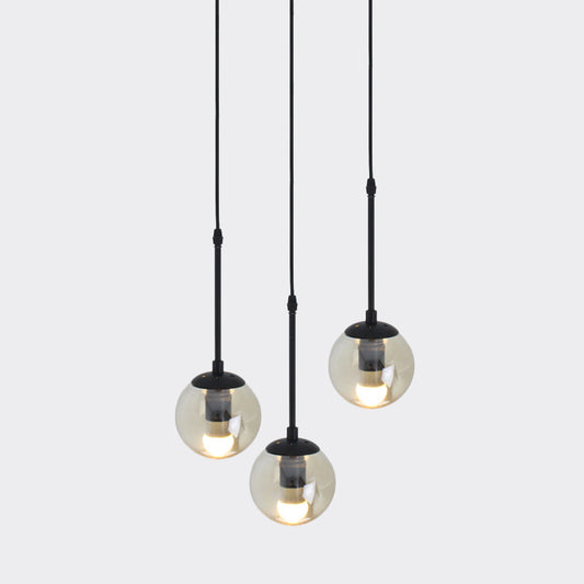 Clear Glass Black Cluster Pendant Light Globe 3/5/10 Heads Industrial Hanging Lamp Kit with Linear/Round Canopy Clearhalo 'Ceiling Lights' 'Chandeliers' 'Glass shade' 'Glass' 'Industrial Pendants' 'Industrial' 'Middle Century Pendants' 'Pendant Lights' 'Pendants' 'Tiffany' Lighting' 791767