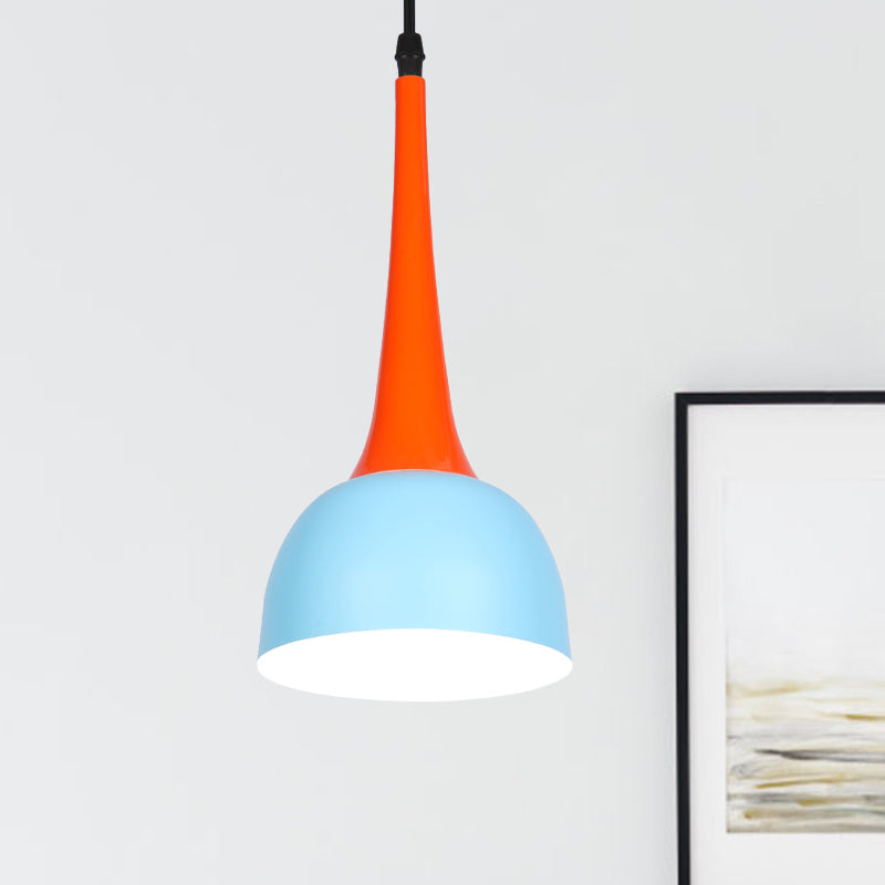 1 Light Suspension Pendant Industrial Dome Shade Metal Hanging Ceiling Light in Blue Clearhalo 'Art Deco Pendants' 'Cast Iron' 'Ceiling Lights' 'Ceramic' 'Crystal' 'Industrial Pendants' 'Industrial' 'Metal' 'Middle Century Pendants' 'Pendant Lights' 'Pendants' 'Tiffany' Lighting' 791804